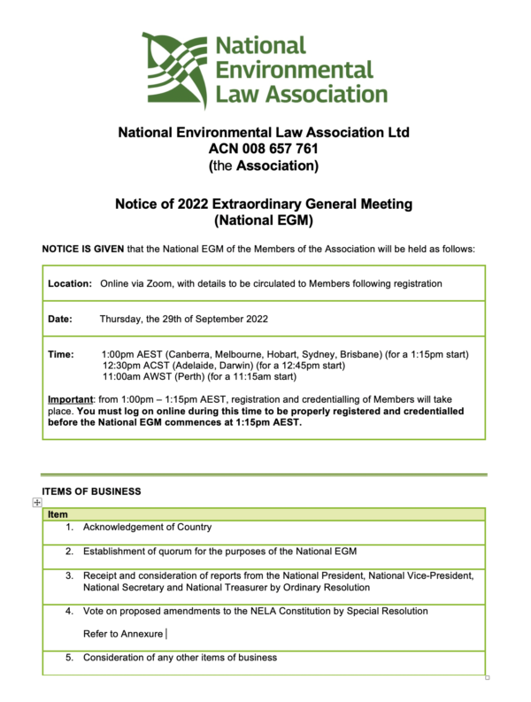 NELA 2022 National Extraordinary General Meeting National